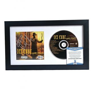 Ice Cube Signed War And Peace Framed Cd Compact Disc Cover Beckett Bas Autograph