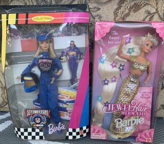 Barbie Nascar 50th Anniversary And Jewel Hair Mermaid Barbie
