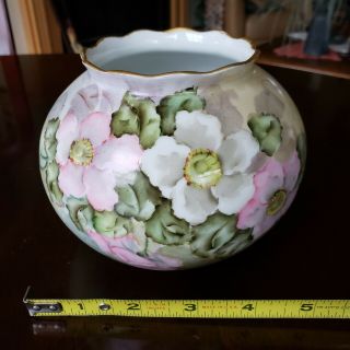 Pre WWII ANTIQUE BAVARIA HAND PAINTED LIMOGES VASE WITH ROSES 2