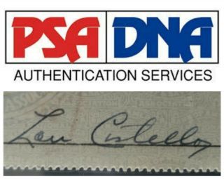 Lou Costello Signed Autograph Check Psa/dna Authentic