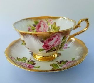 Rare Royal Albert Tea Cup Similar To Treasure Chest Pattern Roses And Heavy Gold