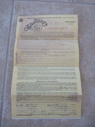 Jerry Lee Lewis Dual Signed Autographed 1982 2 Page Performance Contract