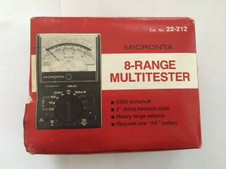 Vintage Micronta 8 - Range Multitester 22 - 212 (2000 Ohms/volt) Box & Instructions