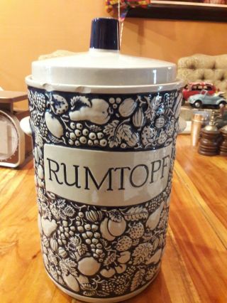 German Rumtopf Fermenting Crock With Lid,  12 Inches Tall