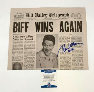 Tom Wilson Signed Back To The Future Newspaper Prop Autograph Beckett Bas 2
