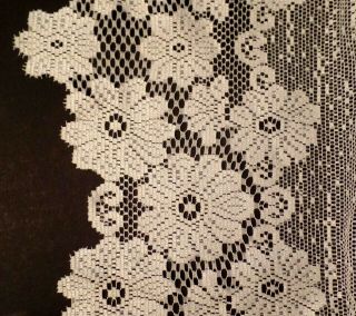 Vintage 1 Sheer Floral White Lace Curtain For Window Or Doorway