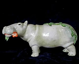 Vintage Nymphenburg Germany Porcelain Hippo Figure