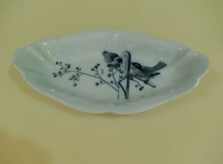 T.  C.  Brown Westhead Moore & Co Potteries Blue Aesthetic Bird Pattern Bowl