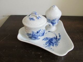 Royal Copenhagen Blue Flowers Set Dish Custard Cup Salt Shaker 10/1876 1594 1881