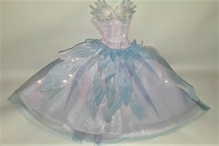 Vintage Barbie Doll Dress Gown Swan Holiday Ballet Pink Blue Shimmery Feathers