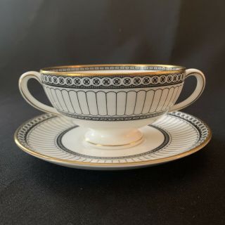 Wedgwood Colonnade Black Cream Soup Bowl And Saucer Near (more Available)