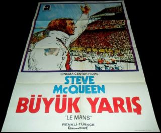 1971 Le Mans Turkish Poster Steve Mcqueen Crowd Wave Tom Jung Artwork