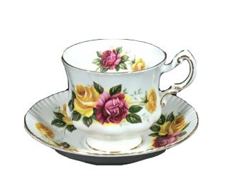 Vintage Paragon By Appointment Teacup Saucer Set Yellow And Pink Roses English
