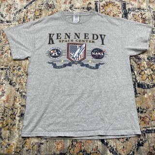 Vintage Nasa Kennedy Space Center Usa Grey T - Shirt Mens Size L
