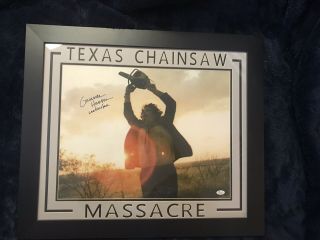 Texas Chainsaw Massacre Gunnar Hansen Signed Framed Leatherface Poster