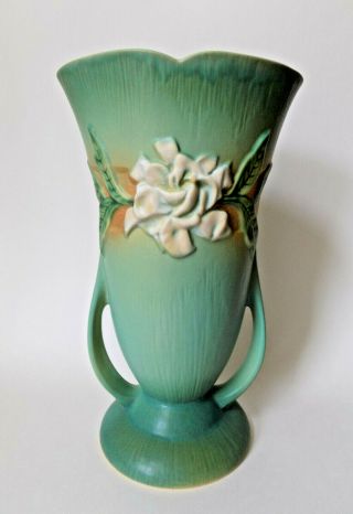 Vtg.  Roseville " Gardenia " 12 1/2 " Vase 687 - 12