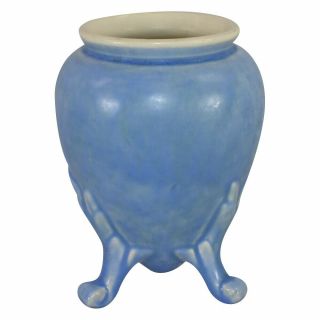 Weller Pottery Neiska 1933 Blue Art Deco Three Footed Vase
