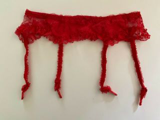 Vintage Red Lace Garter Belt One Size Union Made Label Usa