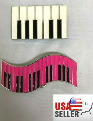 Combo 1 White 1 Pink Piano Keys Instrument Wide Piano Keyboard Belt Buckle