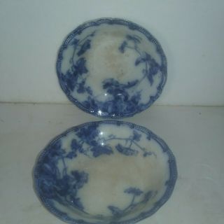 2 Antique Ridgeway Pottery Lonsdale Flow Blue Small Bowls Semi - Porcelain England