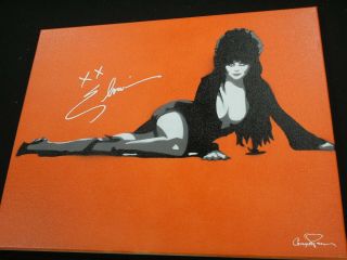 Elvira Signed Painting Autograph Mistress Of The Dark Beckett Bas