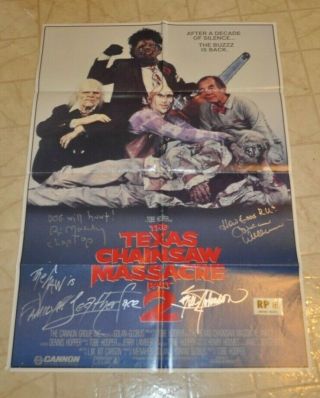 Texas Chainsaw Massacre 2 Full Size 27x41original Signed Poster By 3