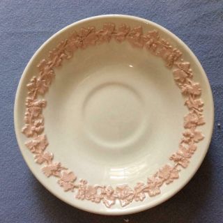 Wedgwood Embossed Queensware Pink On Cream Smooth Edge 5 1/2 " Saucer