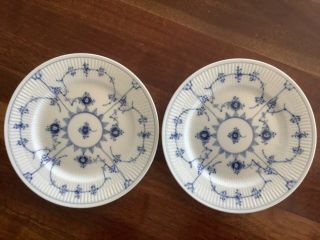 Set/2 Vintage Royal Copenhagen Blue Fluted Plain Salad Plates 179