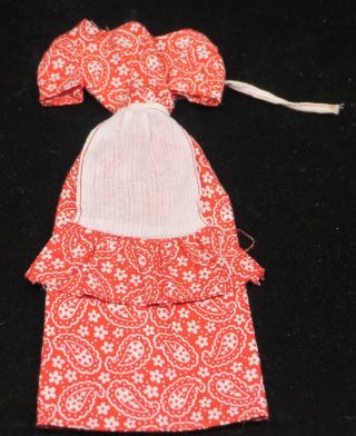 Vintage Barbie Doll Dress & Apron W Floral Paisley Pattern,  Clone?
