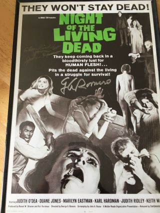 George A Romero & John Russo Signed Night Of The Living Dead Poster