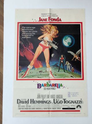 “barbarella” Us One Sheet Film Poster.  1968.  Jane Fonda.  Sci Fi