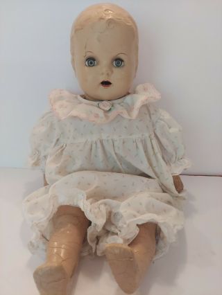 Vintage 20 " Composition Baby Doll Cloth Body Limbs Wig Tlc Cracks Marked Ax
