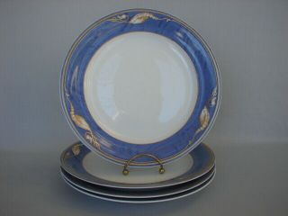 Set Of 4 Royal Copenhagen Magnolia Blue 10 - 3/4 " Dinner Plates Mfg 1st Quality
