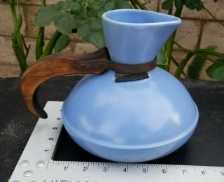 Vintage Catalina Pottery Carafe / Pitcher With Wood Handle