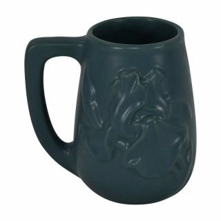 Van Briggle Pottery 2000 Matte Dark Teal Green Glaze Iris Mug