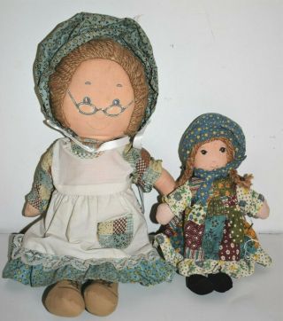 Vintage Holly Hobbie Grandma Cloth Rag Doll & Holly Hobbie Doll From 1970 