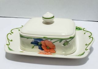 Villeroy & Boch Amapola Pattern Covered Butter Dish West Germany