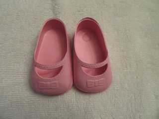 Vintage Doll Shoes Pink Vinyl With Bow 9 1/2 T Large Doll 3 " Sole Mary Janes