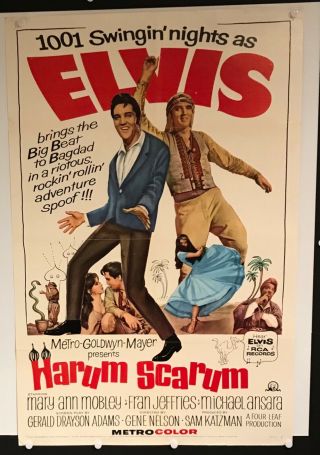 “harum Scarum” Us One Sheet Film Poster.  1965.  Elvis Presley