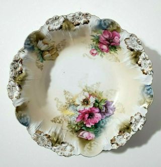 Antique R S Prussia Bowl With Flowers Cabinet Bowl A Beauty