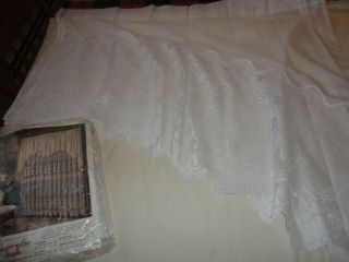 White Lace Curtain Valance 70 " W X 38 " European Swag Floral Vintage 1980 