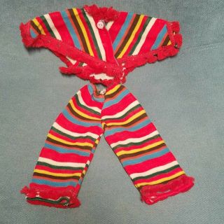 Vtg 60s Crissy Grow Hair Ideal Doll Candy Stripe Fringe Poncho Pants Set