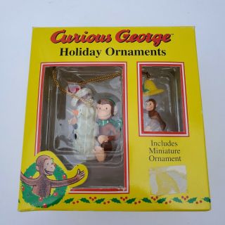 Trevco Vintage Curious George Holiday Ornament/cake Topper Snowman/mini Hat