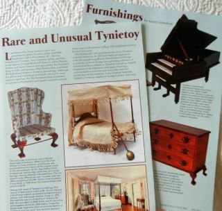6p History Article - Antique Tynietoy Rare Unusual Doll Furniture - Beds Chairs