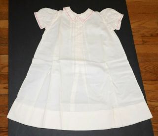Vintage Antique Homemade Baby Dress Hand Embroidered Pink Doll
