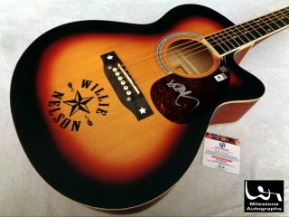 Willie Nelson Autographed Signed Acoustic Guitar W/ Ga -