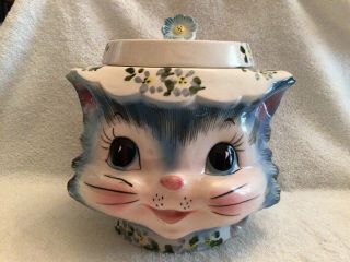 Lefton Miss Priss Cookie Jar With Lid 1502 Capricious Smiling Kitty Cat Head