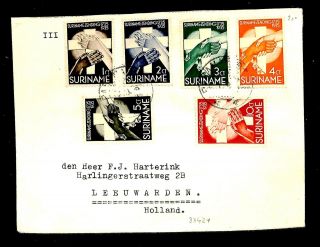 Suriname 1935 Cover To Holland With Good Set Vf