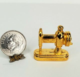 Vintage Solid Brass Sewing Machine 1:12 Dollhouse Miniature Table Top Item