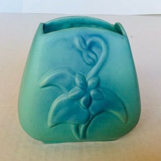 Van Briggle pottery Signed vtg figurine decor Colorado turquoise Planter floral 2